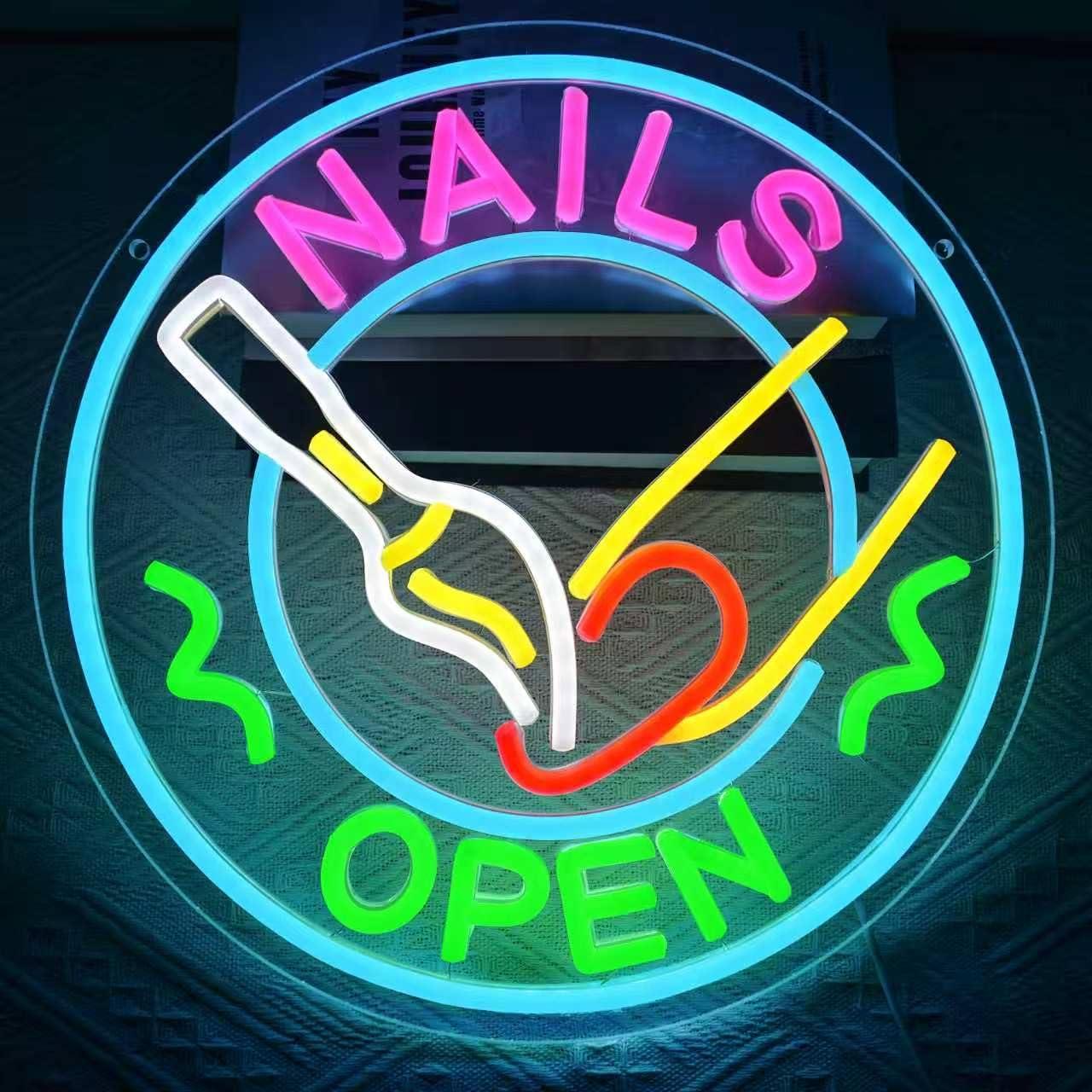 Nails Open Neon Sign USB Dimma - Beauty And Makeup Studio 评论和价格