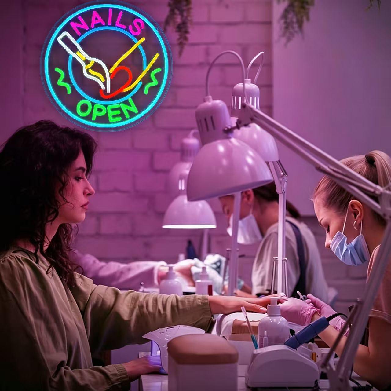 Nails Open Neon Sign USB Dimma - Beauty And Makeup Studio 评论和价格