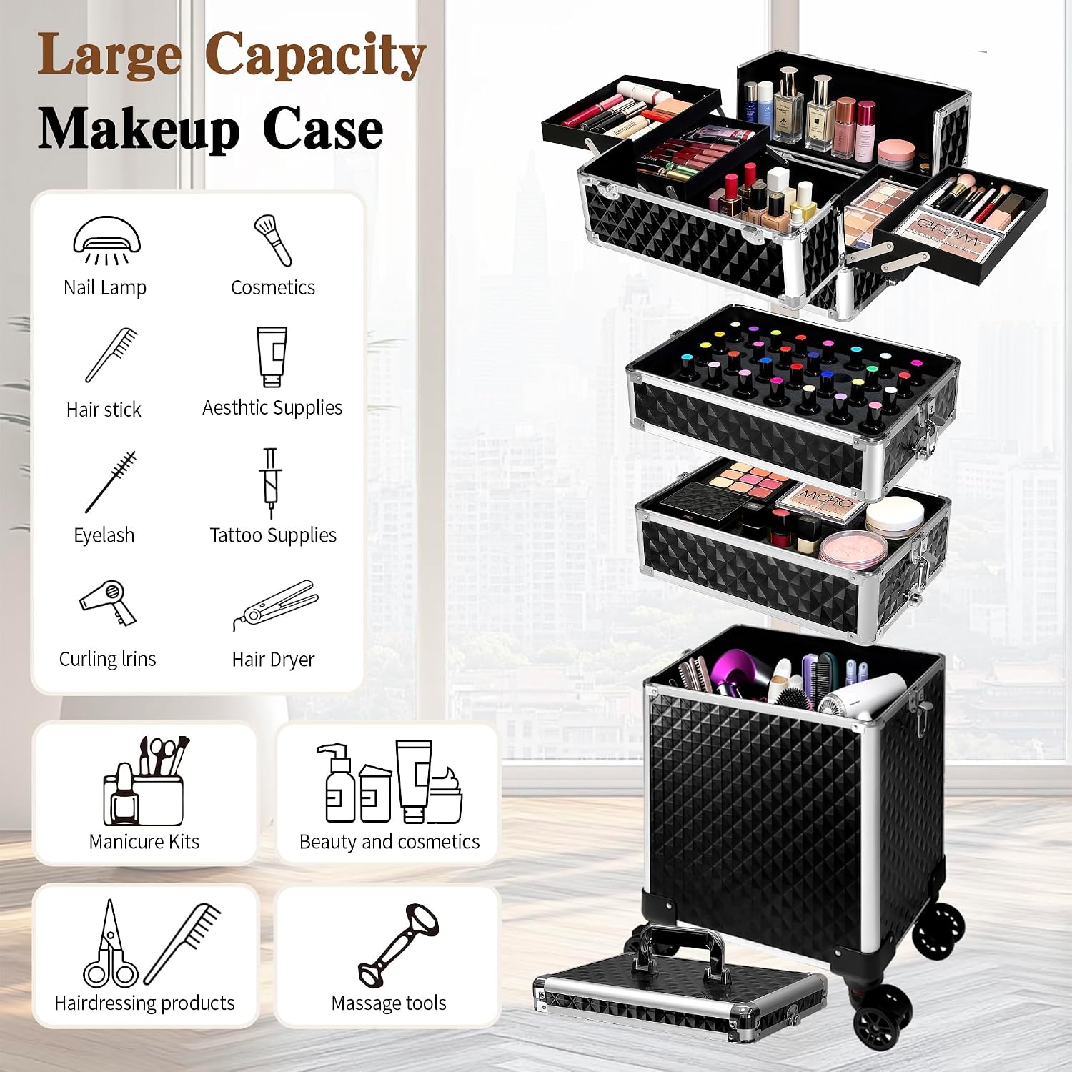 Rolling Makeup Train Case, Cos - Beauty For You Makeup 评论和价格