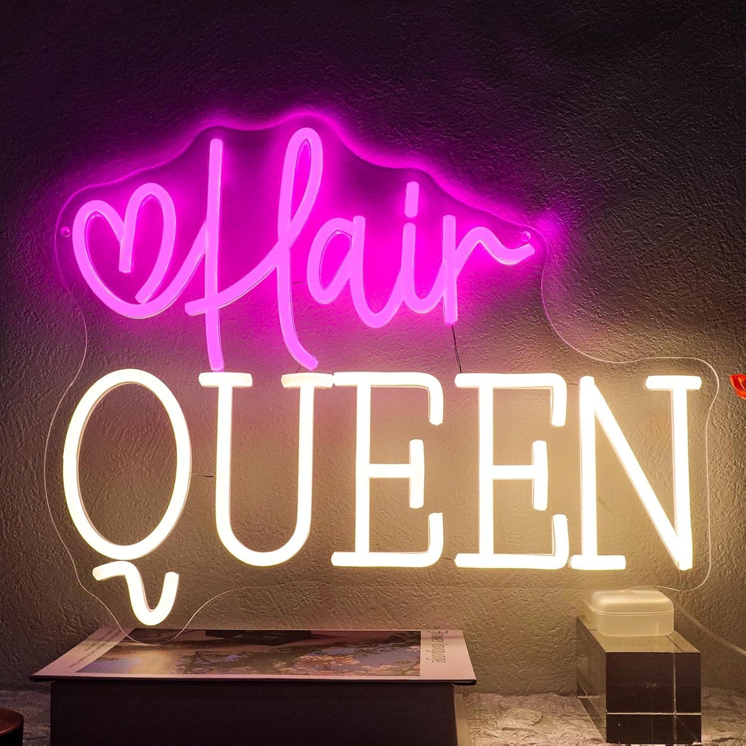 Hair Queen Neon Sign Dimmable  - Beauty And Makeup Studio 评论和价格