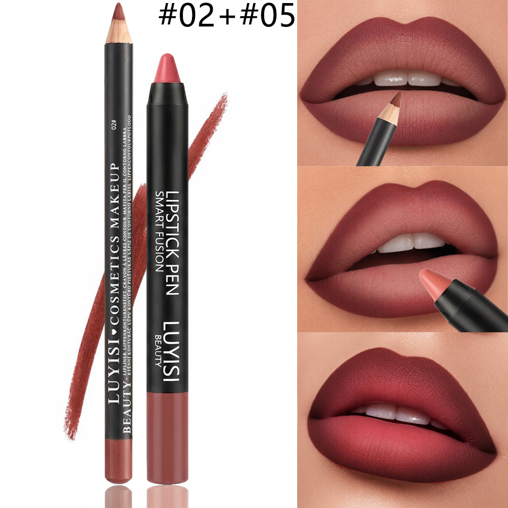 2pcs/set Lip Makeup Set: 1 Mat - Lip Liner Pencil 评论和价格