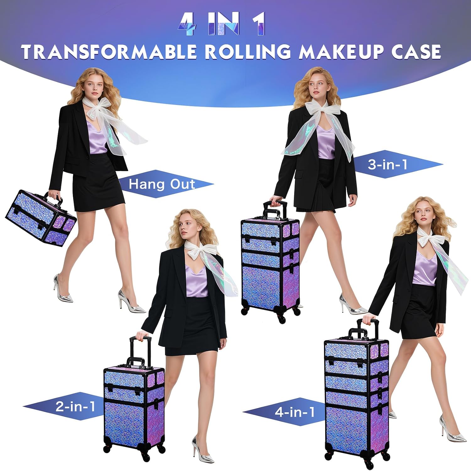 Rolling Makeup Train Case, Lar - Beauty For You Makeup 评论和价格